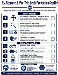 RV storage & Pre-Trip Leak Prevention Checklist